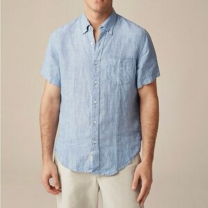 J. Crew Light Blue Casual Short-sleeve Irish linen shirt, Medium